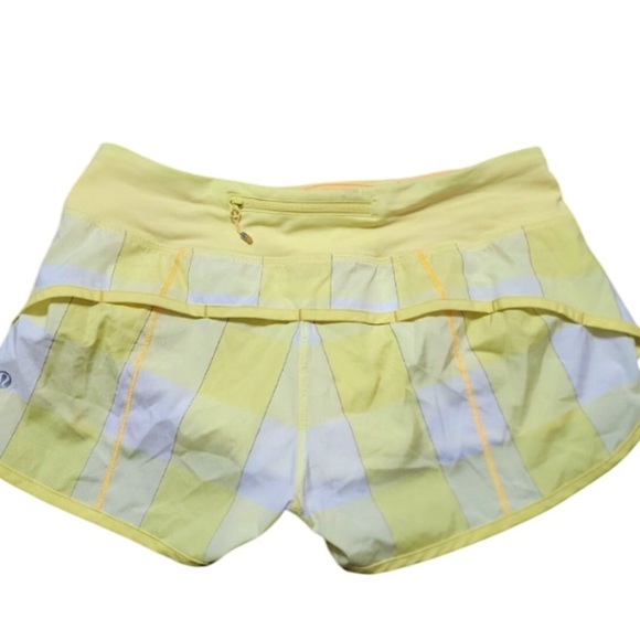 Lululemon Speed Shorts Yellow White Plaid Size 6 - Picture 8 of 11
